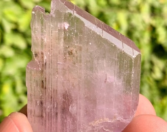 Natural V Shape Pink Fluorescent Kunzite Crystal from Afghanistan Mine, 36 Grams