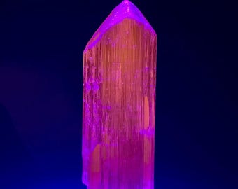 Natural Pink Fluorescent Kunzite: Spodumene Crystal from Afghanistan - 49 Grams