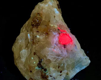 Red Ruby Fluorescent Specimen, Pakistan Mineral Cluster (112 Gram)