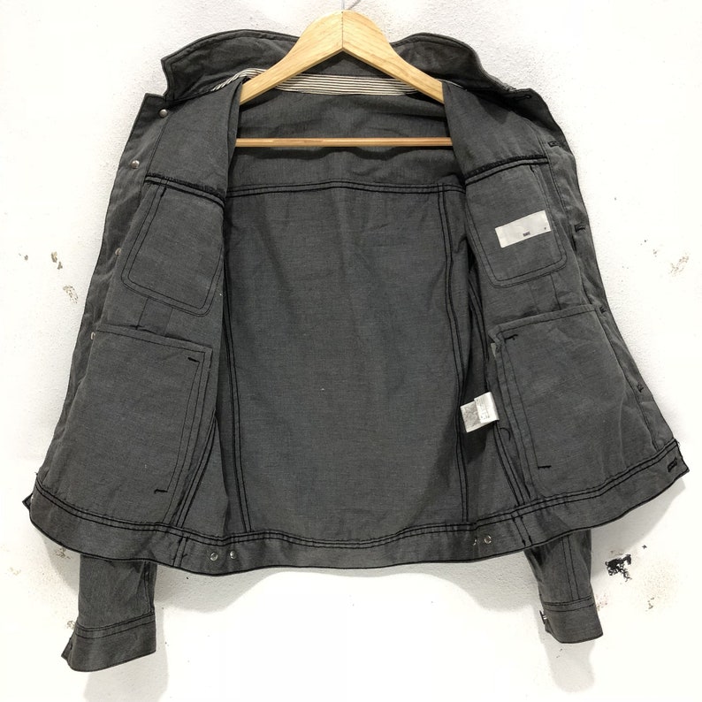 Rare! Vintage Hare Gray Denim Jacket Buttons Up Pockets Size Medium