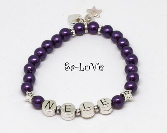 Implused Tan Name Bracelet purple Star