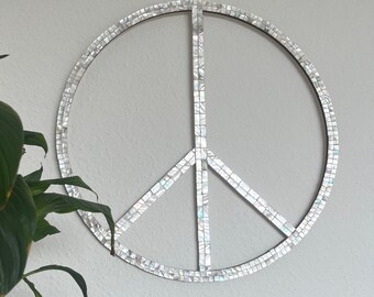 Boho wall decoration mother of pearl mosaic peace sign