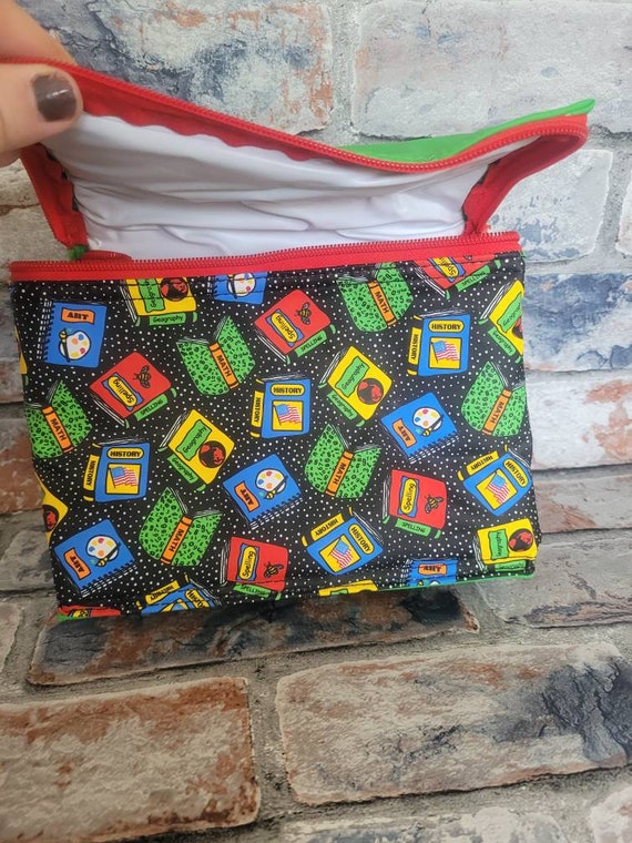 Wonderful true 80s American made vintage lunch bag graphic print American studio - lessons school subjects View 3
