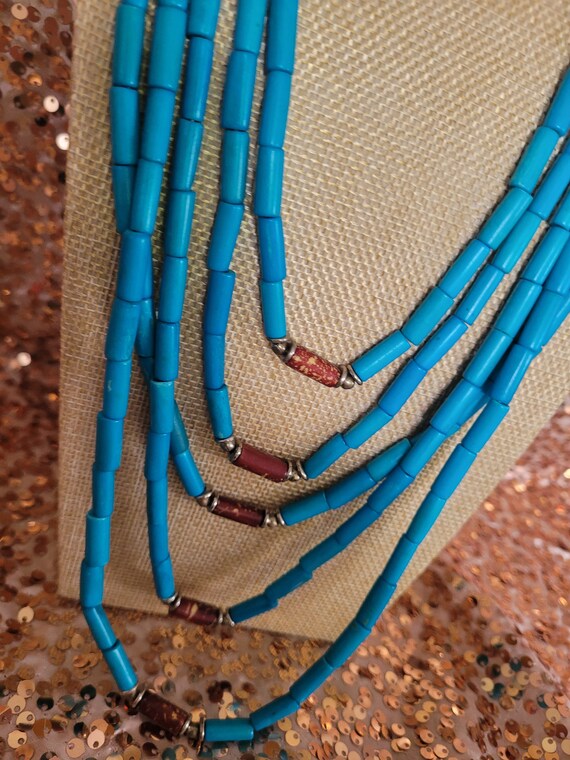 Fabulous turquoise bead multi layer necklace - st… - image 3