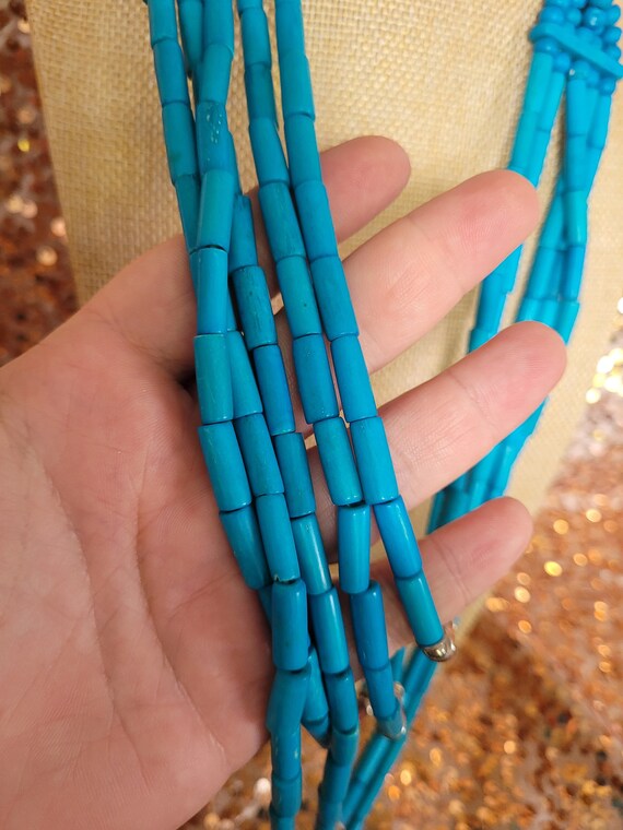 Fabulous turquoise bead multi layer necklace - st… - image 2