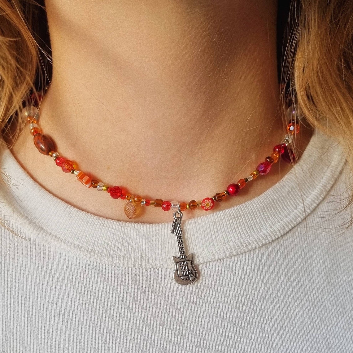 Red Taylor's Version Taylor Swift Necklace Beaded Silver Etsy UK