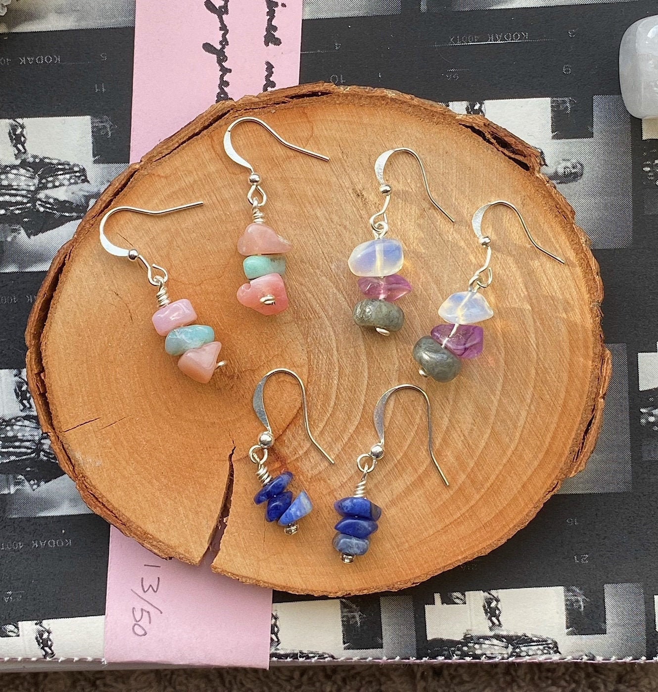 Gemstone chip shop earrings