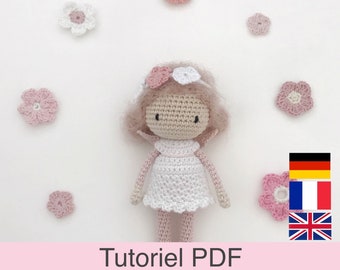 PDF tutorial in French/English/German: crochet mini doll, pattern, instructions for the crochet model