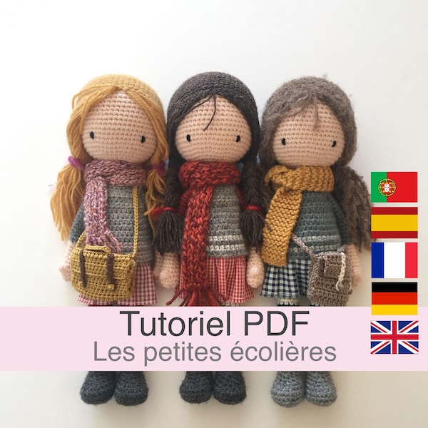 PDF tutorial in French/English/Deutsch/Español/Português, crochet doll, pattern, crochet model explanations