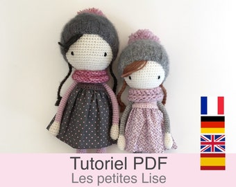 Tutoriel PDF en Français/English/Deutsch/Español poupée au crochet, patron, explications modèle à télécharger au crochet