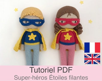 PDF tutorial in French/English Superheroes crochet, pattern, crochet pattern explanations