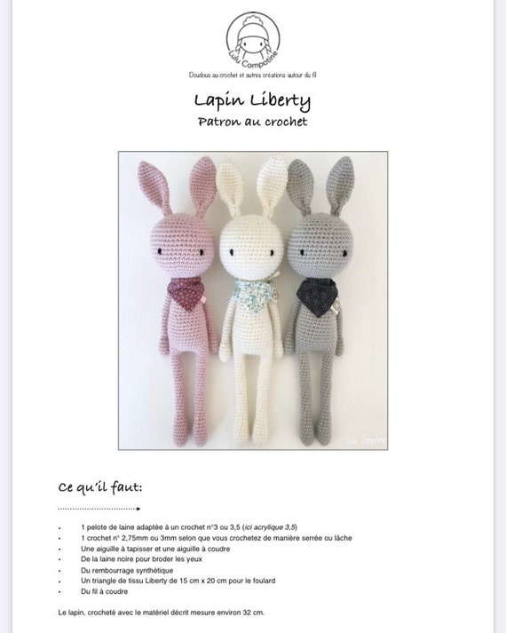 PDF Tutorial in French/english/español/deutsch Liberty Crochet Bunny, Bunny  Amigurumi Crochet Pattern, Crochet Pattern Explanations -  Sweden