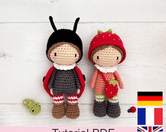 PDF tutorial in French/English/German little crochet buddies, pattern, crochet model instructions