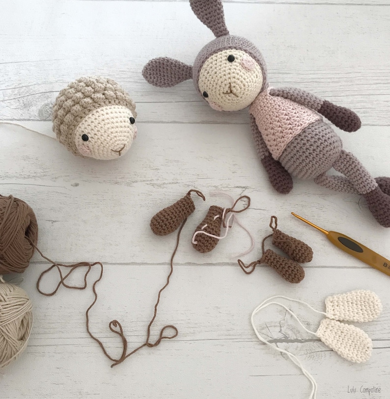 Tutoriel PDF en Français/English/Deutsch, lapin et mouton au crochet, Patron crochet amigurumi, Explications modèle au crochet image 6