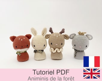 PDF tutorial in French/English: crochet animals, amigurumi "Animinis"