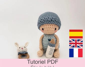 PDF tutorial in French/English/Spanish: crochet baby and accessories, pattern, instructions for the crochet model