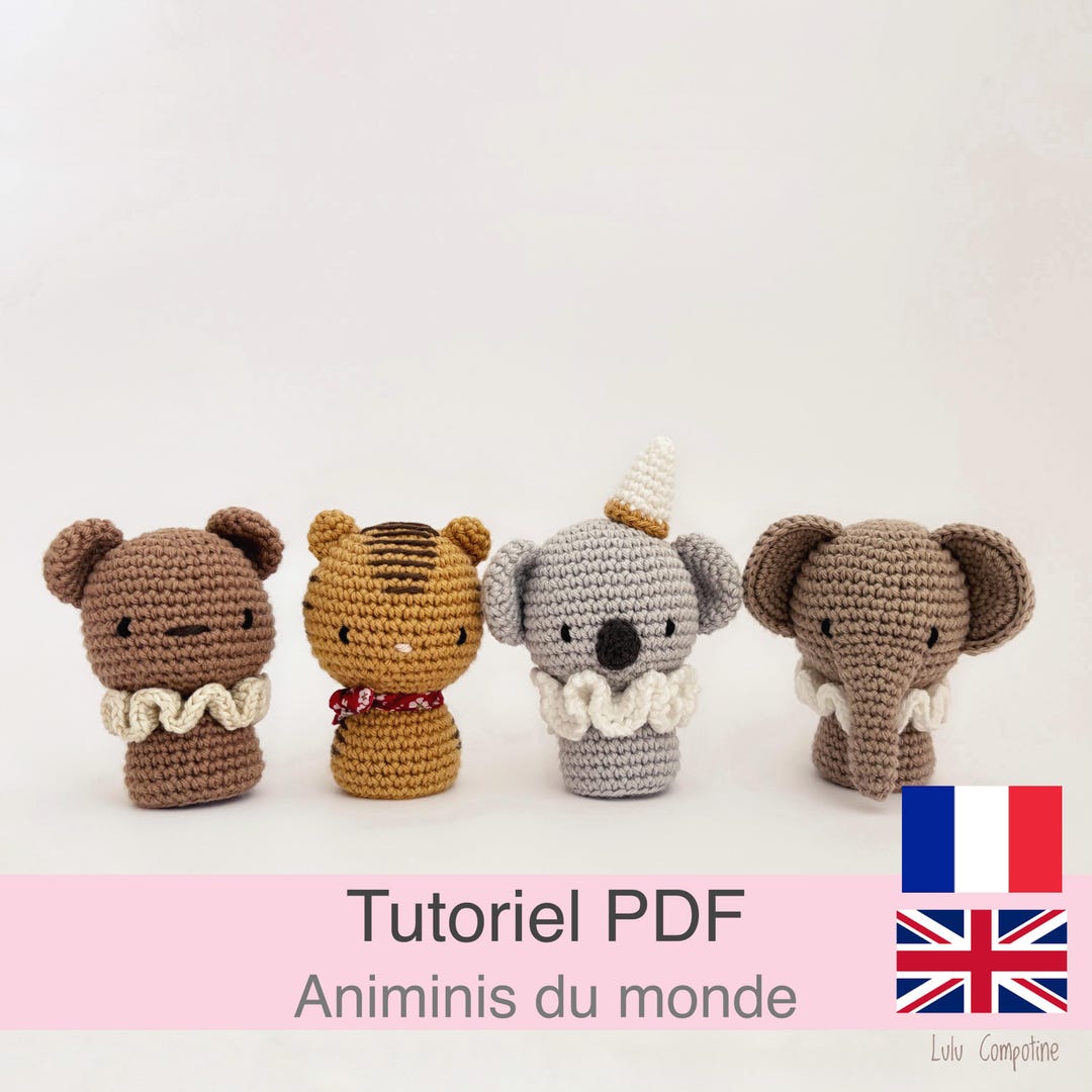 PDF Tutorial in French/english, Crochet Animals, Amigurumi 