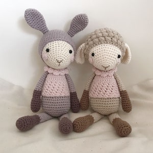 Tutoriel PDF en Français/English/Deutsch, lapin et mouton au crochet, Patron crochet amigurumi, Explications modèle au crochet image 2