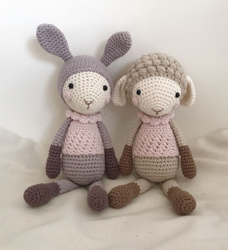 Tutoriel PDF en Français/English/Deutsch, lapin et mouton au crochet, Patron crochet amigurumi, Explications modèle au crochet image 2