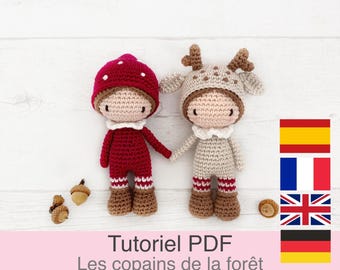 PDF tutorial in French/English/Spanish/German: crocheted friends, pattern, instructions for the crochet model