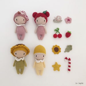 Set of 4 French/English PDF tutorials for crocheting 20 little seasonal dolls, pattern, crochet model explanations image 9