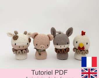PDF tutorial in French/English, crochet animals, amigurumi "Farm Animals"