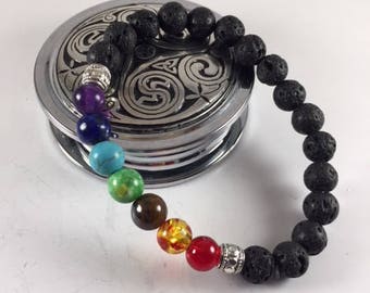 Chakra bracelet + Lava beads for essential oils