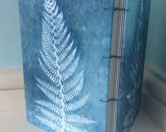 Unique Hand Made Fern wet Cyanotype Sketch Book A5/Journals & Notebooks
