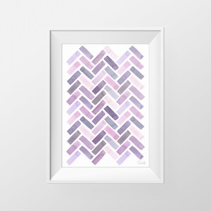 Pink Herringbone Art, Abstract Printable Art, Watercolor Geometrical Illustration, Wall Art Decor, DIGITAL DOWNLOAD