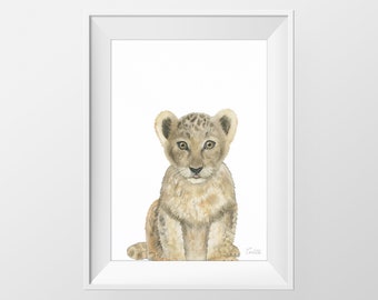Baby Lion Nursery print, Safari PRINTABLE kinderkamer kunst, Safari dieren, Kwekerij kunst aan de muur, DIGITALE DOWNLOAD