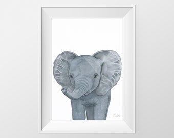 Baby Olifant Kwekerij print, Safari PRINTABLE kinderkamer kunst, Safari dieren, Kwekerij kunst aan de muur, DIGITALE DOWNLOAD