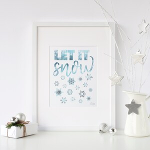 Let it snow Kunstwerk, Let it snow Druckbare Kunst, Schneeflocken downloadable Print, Weihnachten druckbares Zeichen, DIGITAL DOWNLOAD