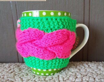 Knitted mug warmer, Coffee Cup Sleeve, Coffee Mug Cozy, Knitted gift, Cup Cosy, Hand Knit Coffee Cozy, Handmade, Kitchen decor, Tea Mug Cozy