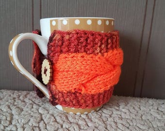 Hand Knit Coffee Cozy, Knitted mug warmer, Coffee Cup Sleeve, Coffee Mug Cozy, Knitted gift, Cup Cosy, Handmade, Kitchen decor, Tea Mug Cozy