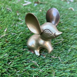 Vintage Polished Brass Begging Mouse