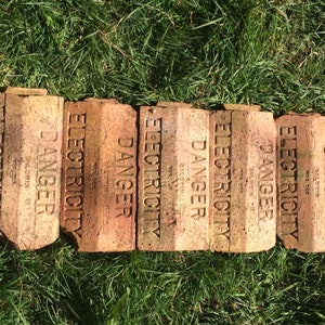 Vintage Underground Terracotta “ Danger Warning electricity “ interlocking Ducting Bricks