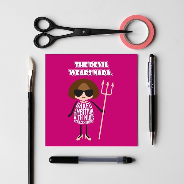 Cute and funny friendship / any occasion card for fashion lovers | Humorous take on the Devil Wears Prada! | Designed by Versed Aid