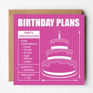 Birthday Cake Blueprint Card – Funny Engineering, Architect, Technical Drawing Cake Design