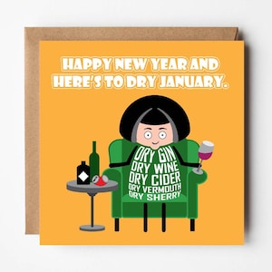 Grappige nieuwjaarskaart | Droge januari | Goede voornemens voor het nieuwe jaar | Gelukkig nieuwjaar | Kaart met alcoholische woordspeling | Nieuw jaar nieuwe jij | Ontworpen door Versed Aid