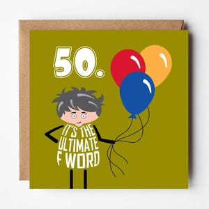 50e carte d'anniversaire amusante pour lui | Mot F | Cinquante | Mot F ultime | WTF | Putain de merde | Comment est-ce arrivé | par Versed Aid