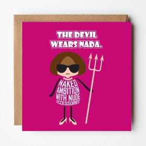 Cartão engraçado do Diabo Veste Prada | Cartão de trabalho peculiar | Novo emprego | Só porque sim | Para rir | Aniversário para ela | Projetado por Versed Aid