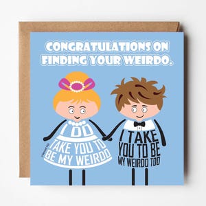 Tarjeta de boda divertida y linda / Encuentra a tu bicho raro / Felicitaciones / ¡Estás casado! / Acepto / Te considero mi bicho raro / Diseñado por Versed Aid