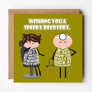 Divertente biglietto di auguri sarcastico e maleducato / Sindrome dell'impostore / Ti auguro una pronta guarigione / Diagnosi sfacciata / Influenza maschile / Progettato da Versed Aid