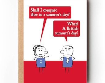 Funny Shakespeare Anniversary Love Card: Quirky British Summer Romance Humour