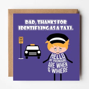 Carte d'anniversaire amusante pour papa | Carte drôle de fête des pères | Carte de taxi papa | Merci papa | Conçu par Versed Aid