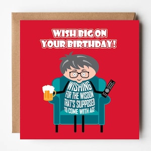 Divertente e bizzarro biglietto di auguri di compleanno per lui / Più vecchio ma non più saggio / Esprimi un desiderio di compleanno / Esprimi un desiderio grande per il tuo compleanno / Versed Aid