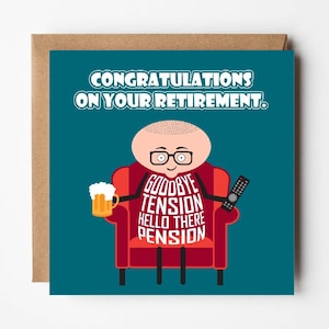 Tarjeta de jubilación divertida y linda para él / Felicitaciones por jubilación / Adiós tensión, hola pensión / Diseñado por Versed Aid