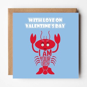 Tarjeta divertida y simpática para el día de San Valentín / Soy tu langosta / Eres mi langosta / Tarjeta de amor / Diseñada por Versed Aid