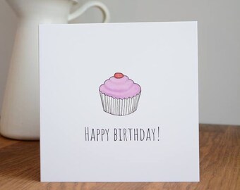Happy Birthday Birthday Card, Cupcake Birthday Card, Birthday Card for her