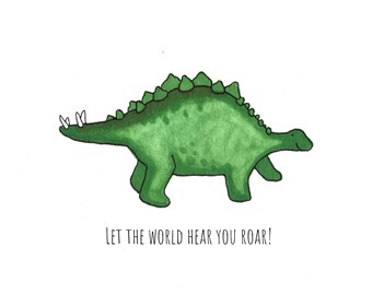 Let the world hear you roar! A5 Dinosaur print, dinosaur wall art, boys nursery print, girls nursery print, animal print, Inspirational quot